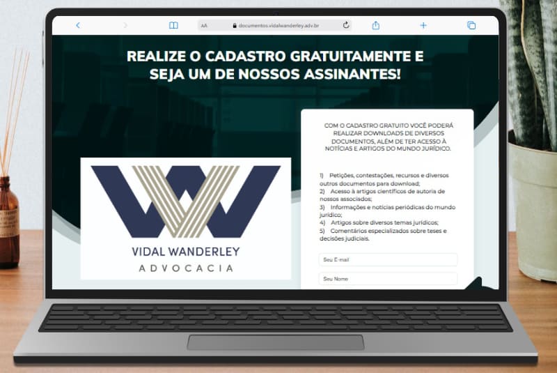 Vidal Wanderley Advocacia - Cliente Sparklabs - Versão Desktop