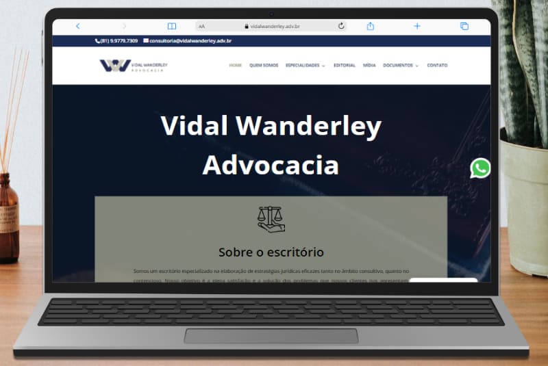 Vidal Wanderley Advocacia - Cliente Sparklabs - Versão Desktop